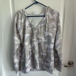 VENUS Camouflage Zip-Up Hoodie - Gray and White